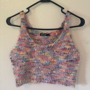 Nasty Gal Multicolor Crochet Knit Crop Top